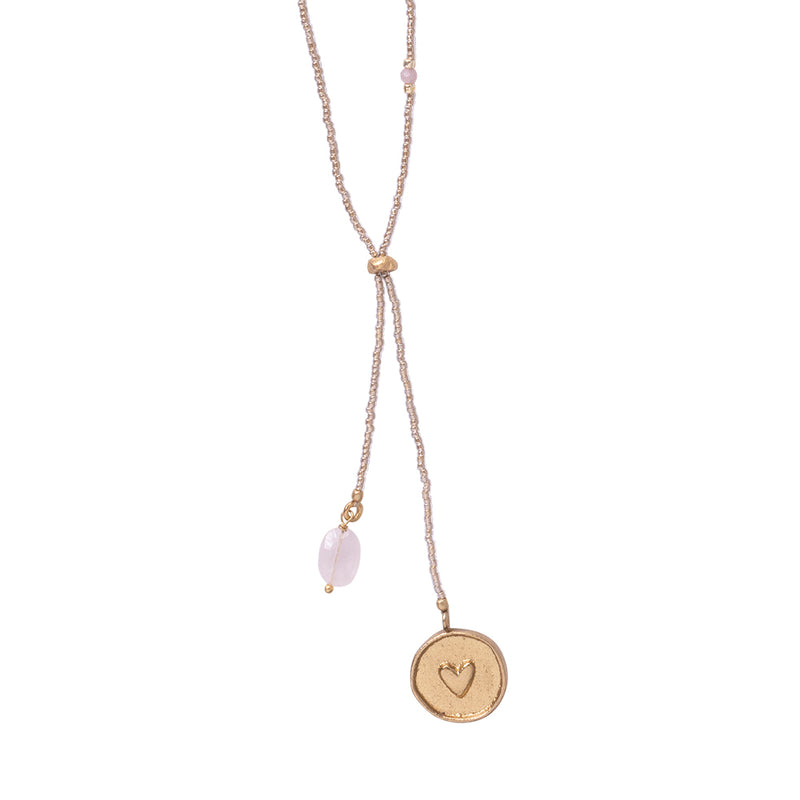 A Beautiful Story - Purpose Rose Quartz + Gold Coloured Necklace