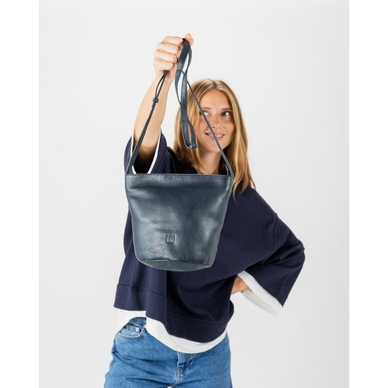 Biba - Women's Leather Cross Body Bucket Bag Chester TB CET1L in Navy Blue