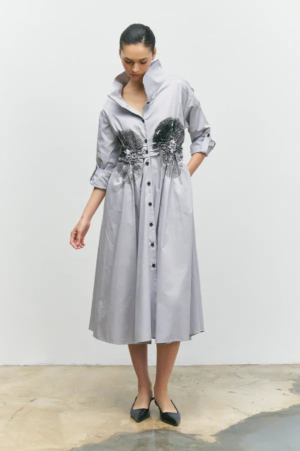 Bize-Women-s-SilverGrey-Dress-in-Cotton-25SS-BZ2054