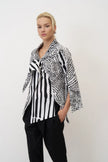 Bize - Women's -Contrasting -Monochrome -Prints -Fitted- Shirt -  BZ337 - Black+White-0