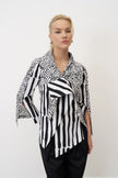 Bize - Women's -Contrasting -Monochrome -Prints -Fitted- Shirt -  BZ337 - Black+White-0