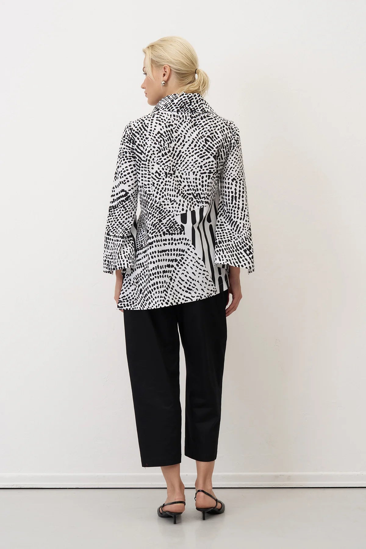 Bize - Women's -Contrasting -Monochrome -Prints -Fitted- Shirt -  BZ337 - Black+White-0