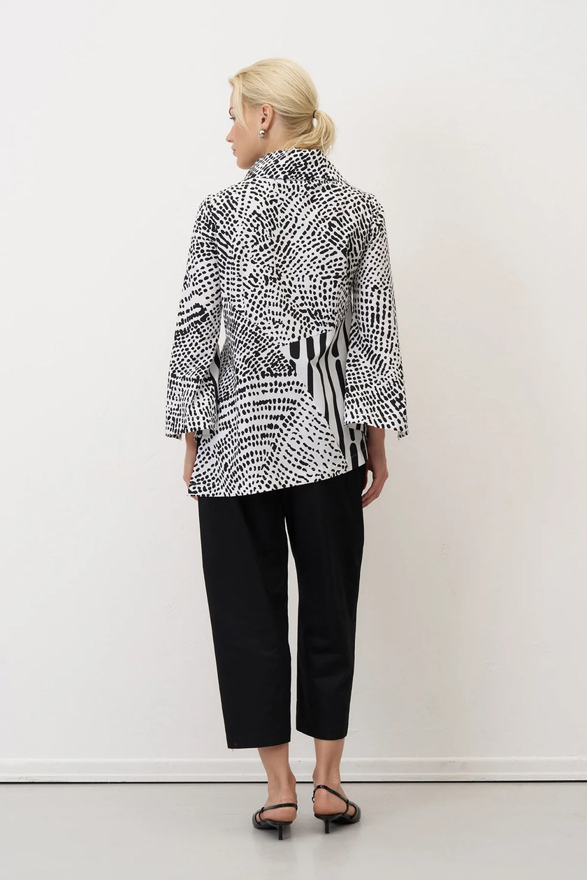 Bize - Women's -Contrasting -Monochrome -Prints -Fitted- Shirt -  BZ337 - Black+White-0