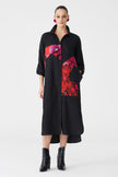 Bize Women's Floral Panel + Tonal Black Stripe Shirt Dress BZ2187 at Kings Road Fashions, Leighton Buzzard, UK
