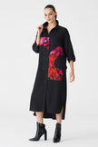 Bize Women's Floral Panel + Tonal Black Stripe Shirt Dress BZ2187 at Kings Road Fashions, Leighton Buzzard, UK