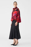 Bize Women's Fuchsia Black Floral Print Blouse BZ438 at Kings Road Fashions, Leighton Buzzard, UK