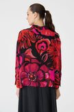 Bize Women's Fuchsia Black Floral Print Blouse BZ438 at Kings Road Fashions, Leighton Buzzard, UK