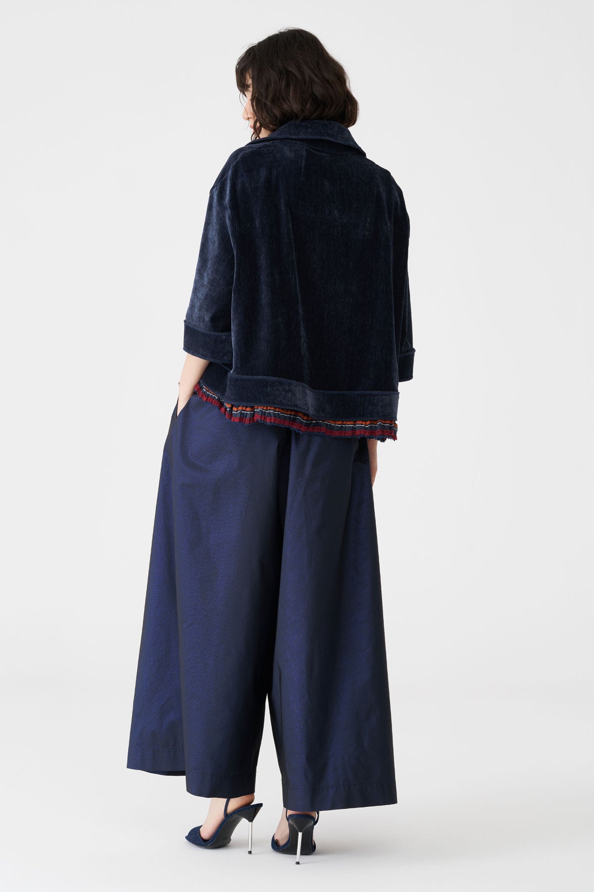 Bize Women's Petrol Velvet Jacket with Trim Details BC5147 at Kings Road Fashions, Leighton Buzzard, UK