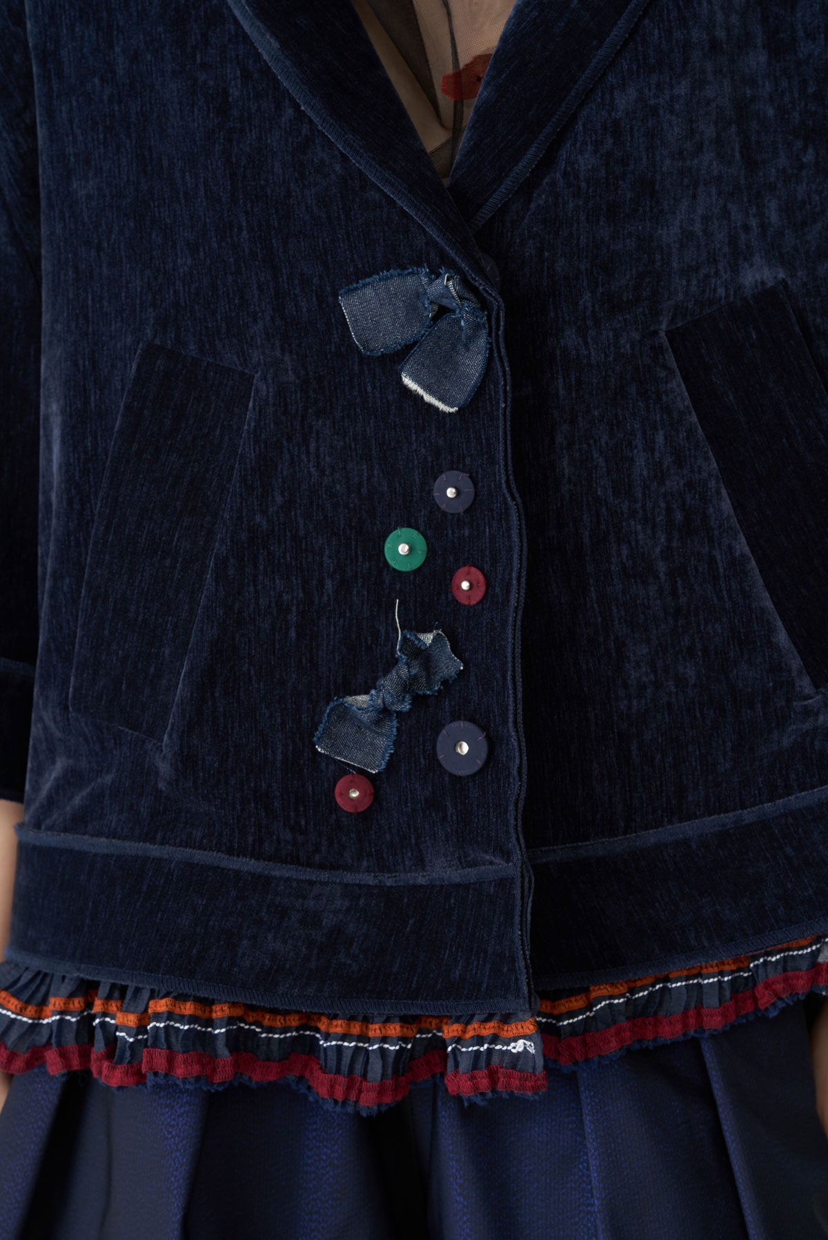 Bize Women's Petrol Velvet Jacket with Trim Details BC5147 at Kings Road Fashions, Leighton Buzzard, UK