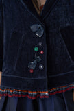 Bize Women's Petrol Velvet Jacket with Trim Details BC5147 at Kings Road Fashions, Leighton Buzzard, UK
