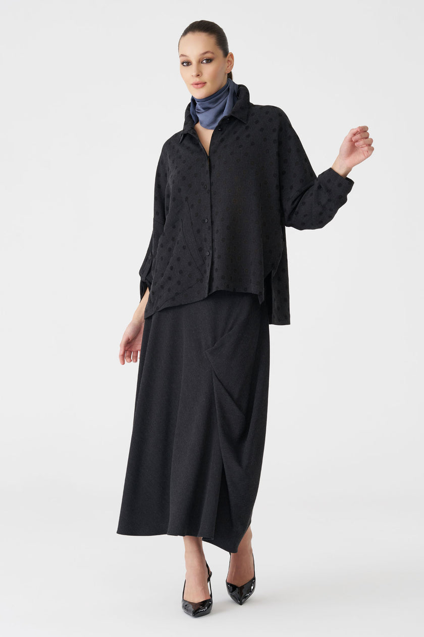 Bize Women's Polka Dot Blouse BZ437 - Anthracite at Kings Road Fashions, Leighton Buzzard, UK