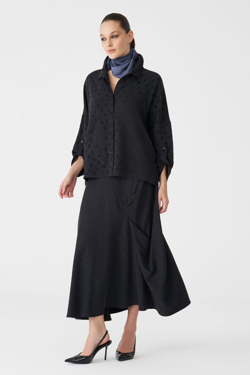 Bize Women's Polka Dot Blouse BZ437 - Anthracite at Kings Road Fashions, Leighton Buzzard, UK