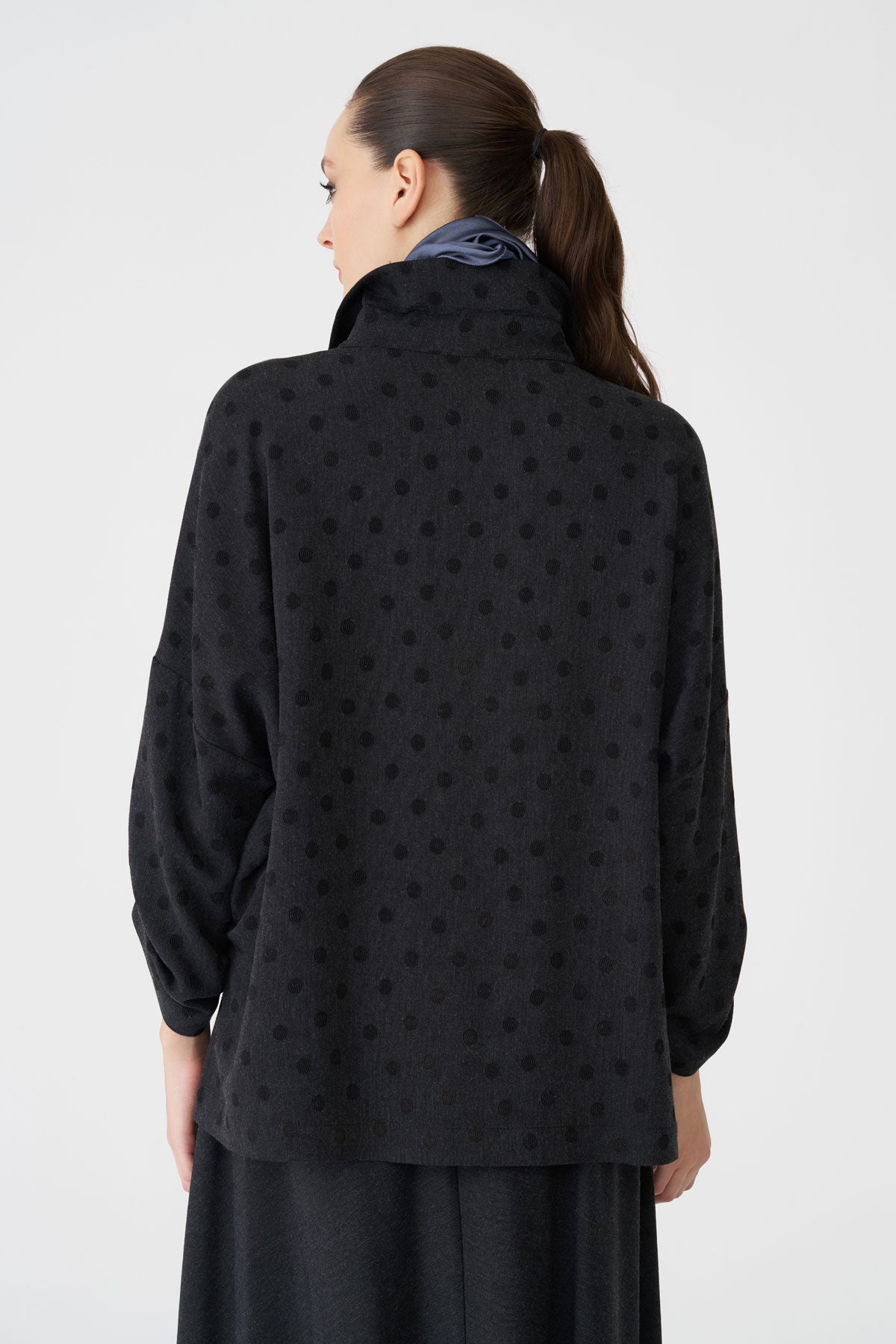 Bize Women's Polka Dot Blouse BZ437 - Anthracite at Kings Road Fashions, Leighton Buzzard, UK