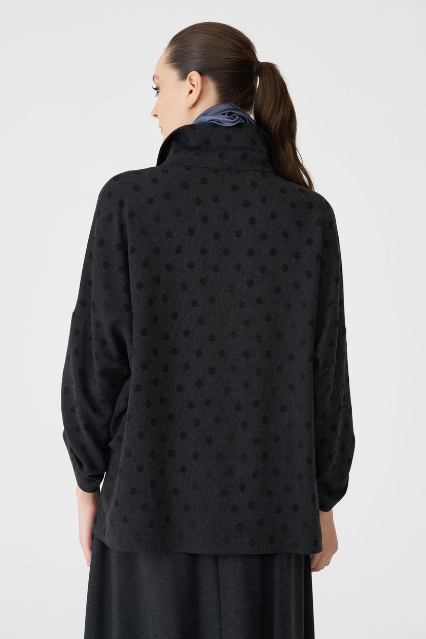 Bize Women's Polka Dot Blouse BZ437 - Anthracite at Kings Road Fashions, Leighton Buzzard, UK