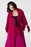 Bize Women's Statement Boiled Wool Cape BT0180 - Fuchsia at Kings Road Fashions, Leighton Buzzard UK