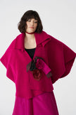 Bize Women's Statement Boiled Wool Cape BT0180 - Fuchsia at Kings Road Fashions, Leighton Buzzard UK