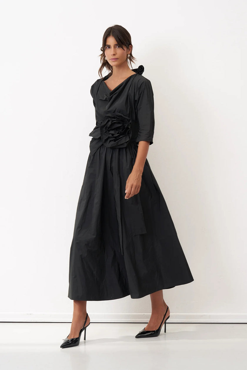 Bize – Women’s -Bloom- Full-Circle- Midi -Dress - BK8400 - Black-1