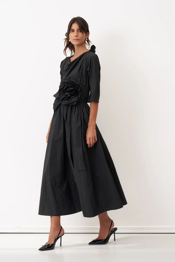 Bize – Women’s -Bloom- Full-Circle- Midi -Dress - BK8400 - Black-1