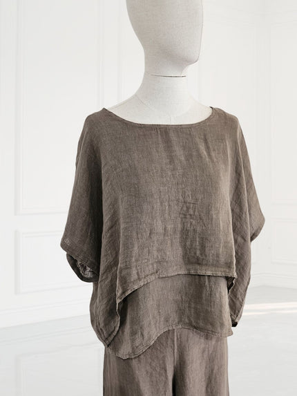 Blueberry -SS26- Women's -2- Layers -Linen -Gauze- Top -FANGO- 26254-Kings-Road-Fashions
