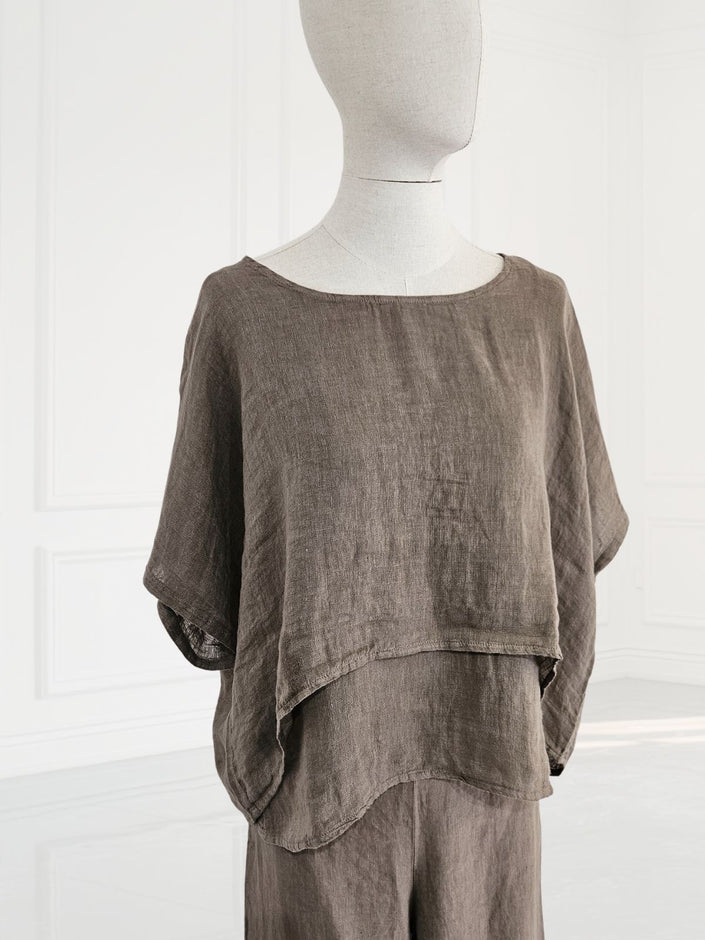 Blueberry -SS26- Women's -2- Layers -Linen -Gauze- Top -FANGO- 26254-Kings-Road-Fashions