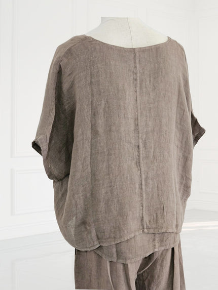 Blueberry -SS26- Women's -2- Layers -Linen -Gauze- Top -FANGO- 26254-Kings-Road-Fashions