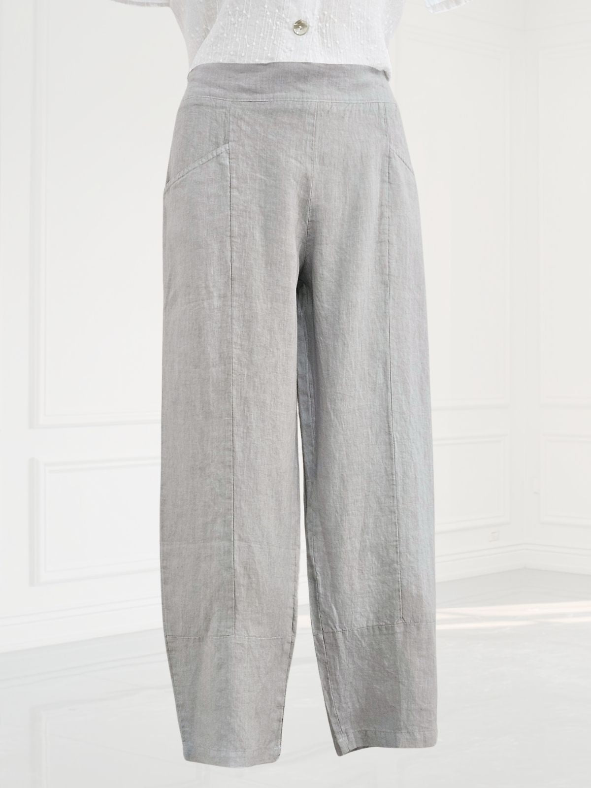 Blueberry -SS26- Womens -Linen -Balloon -Trousers -SILVER - 9731-Kings-Road-Fashions