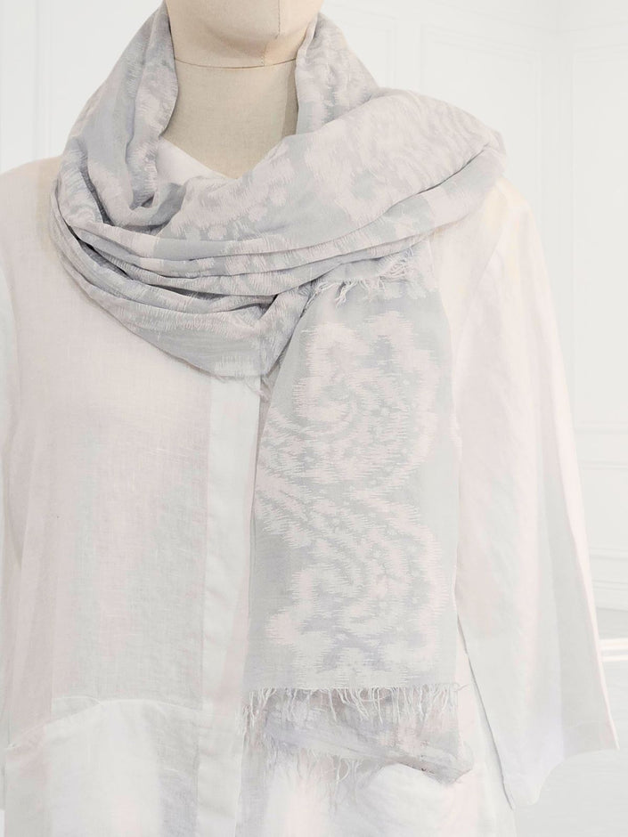 Blueberry - Women's- Batik -Printed -Modal -Scarf -SILVER - 81414-Kings-Road-Fashions