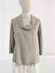 Blueberry - Women's- Cowl -Neck -Linen- Gauze -Top -BEIGE - 25049-Kings-Road-Fashions-1