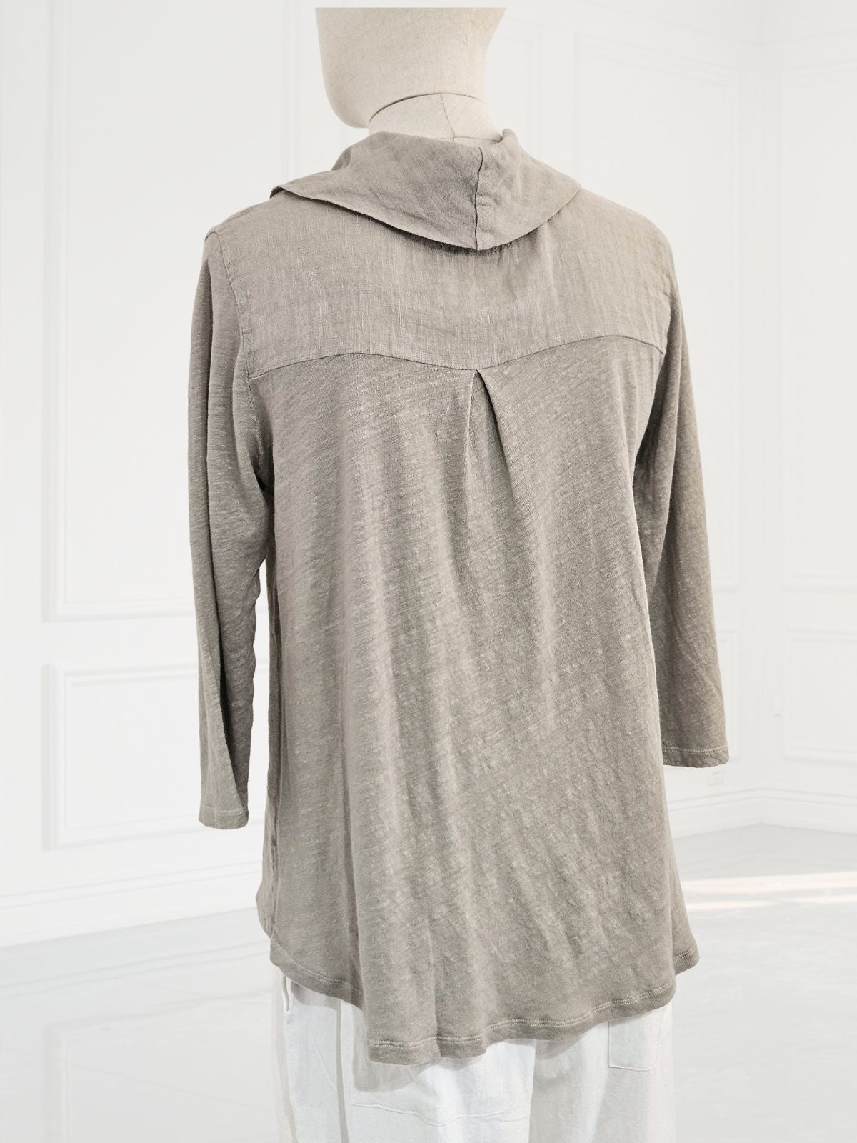 Blueberry - Women's- Cowl -Neck -Linen- Gauze -Top -BEIGE - 25049-Kings-Road-Fashions-1