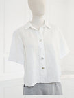 Blueberry - Women's -Embroidered- Linen -Box -Shirt- WHITE - 25019 Ry-1