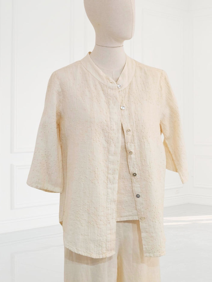 Blueberry-Women_s-Embroidered-Linen-Korean-Collar-Shirt-ECRU-9737Ry-Kings-Road-Fashions