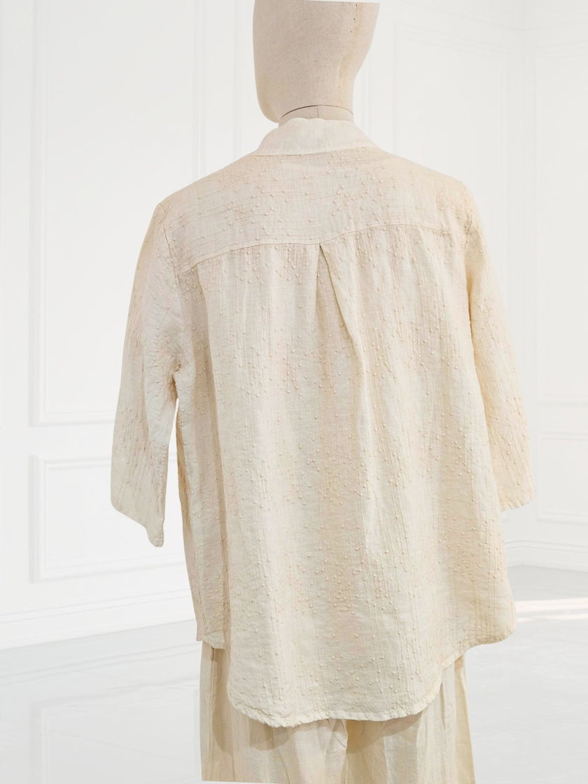 Blueberry-Women_s-Embroidered-Linen-Korean-Collar-Shirt-ECRU-9737Ry-Kings-Road-Fashions