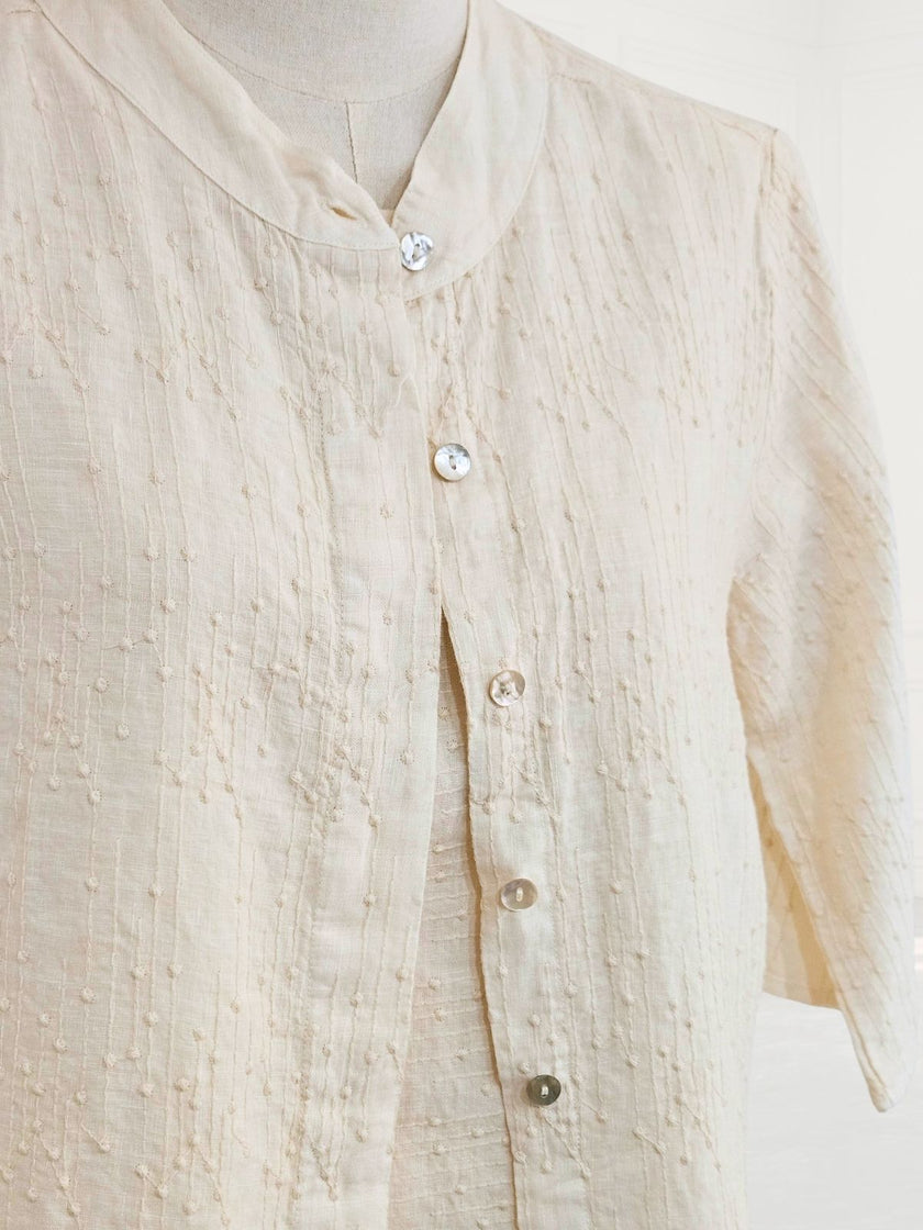 Blueberry-Women_s-Embroidered-Linen-Korean-Collar-Shirt-ECRU-9737Ry-Kings-Road-Fashions