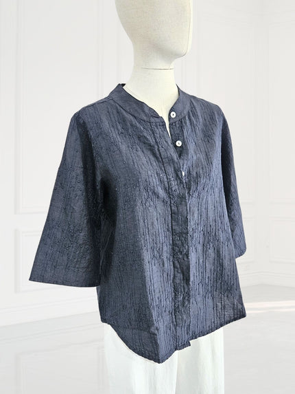 Blueberry-Women_s-Embroidered-Linen-Korean-Collar-Shirt-NAVY-9737Ry-1