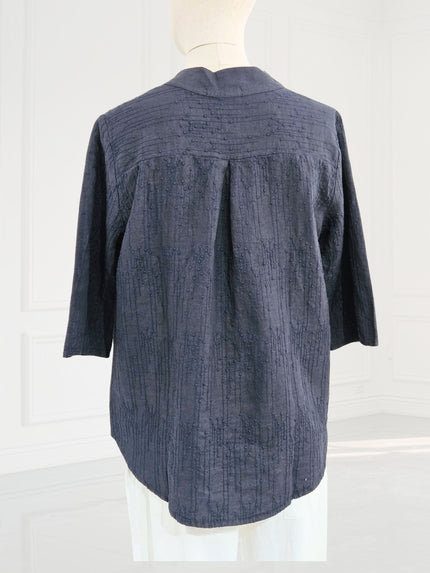 Blueberry-Women_s-Embroidered-Linen-Korean-Collar-Shirt-NAVY-9737Ry-1