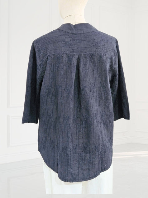 Blueberry-Women_s-Embroidered-Linen-Korean-Collar-Shirt-NAVY-9737Ry-1