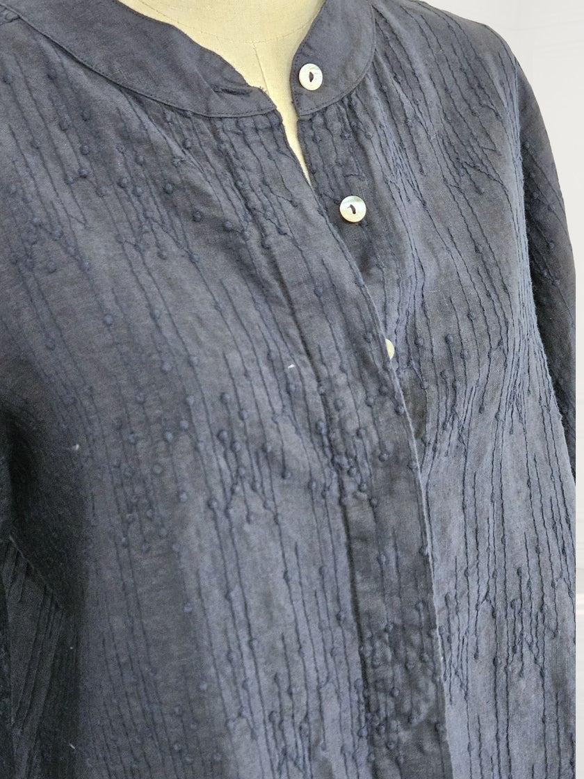 Blueberry-Women_s-Embroidered-Linen-Korean-Collar-Shirt-NAVY-9737Ry-1