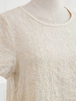 Blueberry - Women's -Embroidered- Linen- T-Shirt -ECRU - 9758 Ry-1