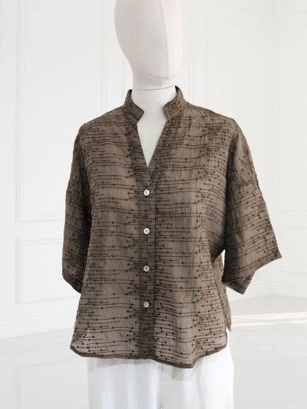 Blueberry - Women's -Embroiderred- Tencel -Voile -Blouse -CHOCOLATE - 26261 -Ry-1