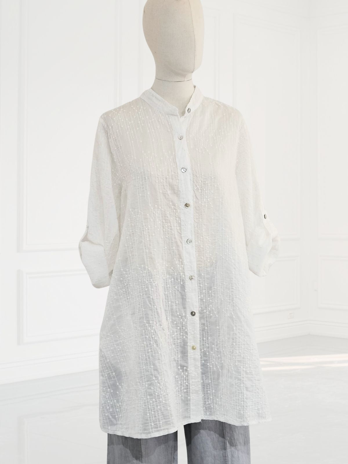 Blueberry- SS26-Women's -Embroiderred -Tencel- Voile -Tunic -WHITE - 26262 Ry-Kings-Road-Fashions
