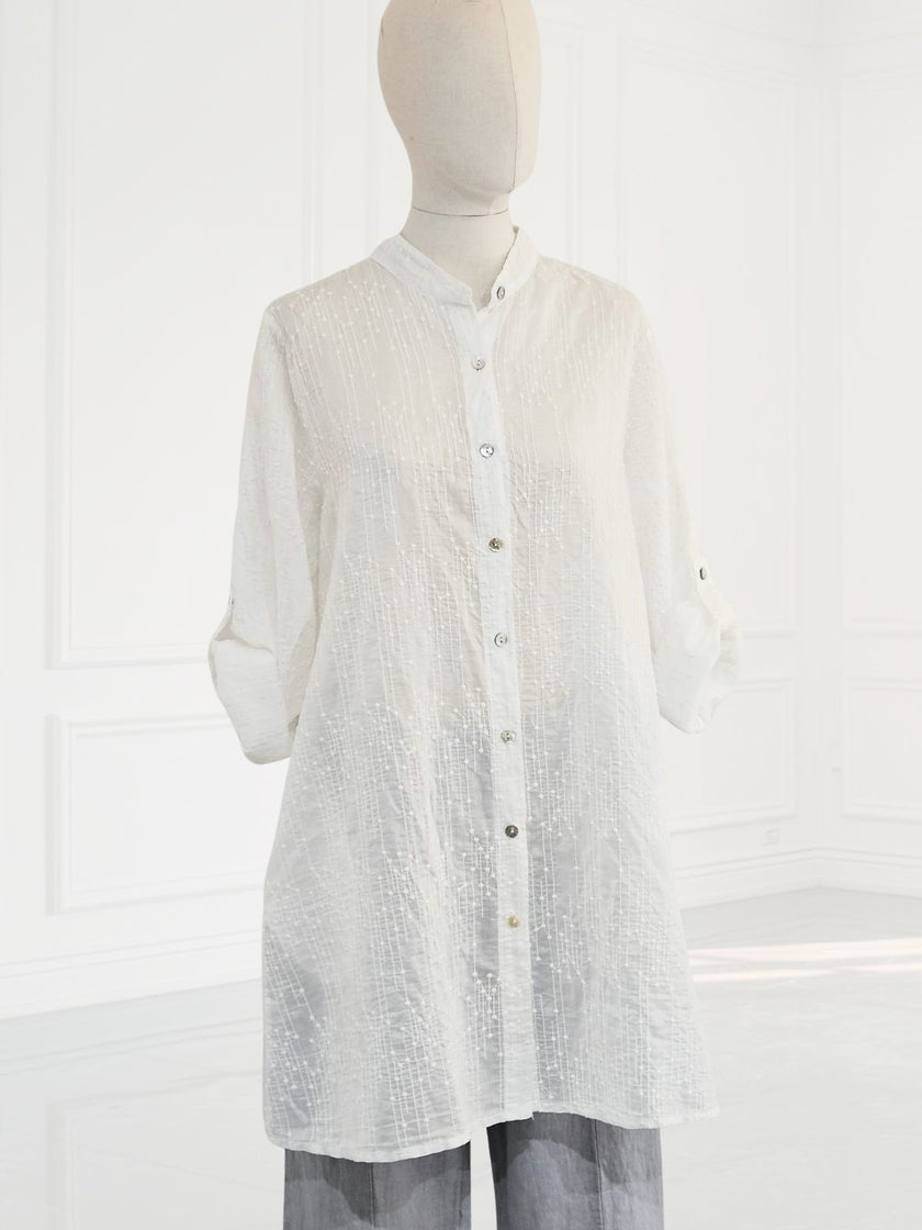 Blueberry- SS26-Women's -Embroiderred -Tencel- Voile -Tunic -WHITE - 26262 Ry-Kings-Road-Fashions