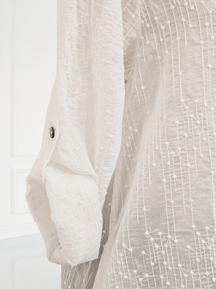 Blueberry- SS26-Women's -Embroiderred -Tencel- Voile -Tunic -WHITE - 26262 Ry-Kings-Road-Fashions