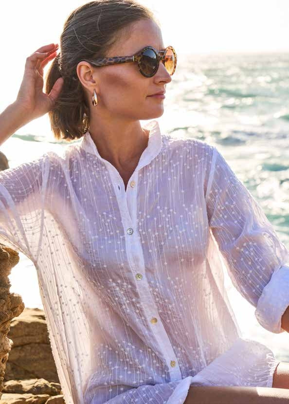Blueberry- SS26-Women's -Embroiderred -Tencel- Voile -Tunic -WHITE - 26262 Ry-Kings-Road-Fashions
