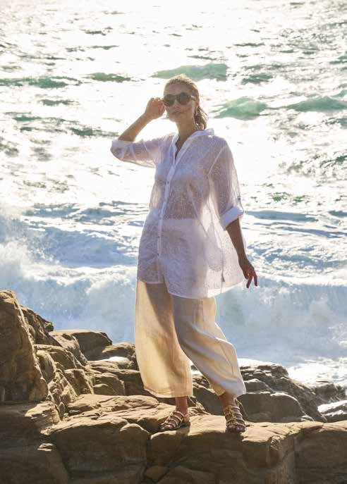 Blueberry- SS26-Women's -Embroiderred -Tencel- Voile -Tunic -WHITE - 26262 Ry-Kings-Road-Fashions