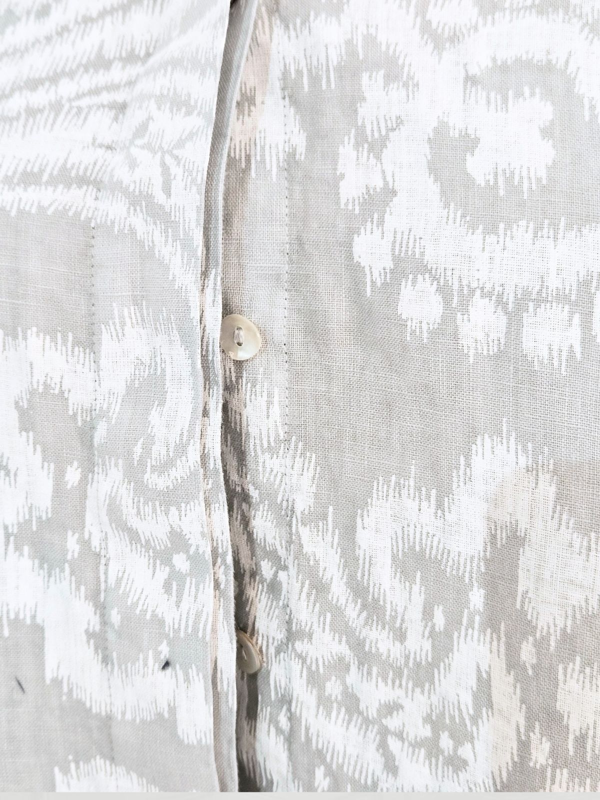 Blueberry - Women's- Korean- Collar- Linen -Shirt -SILVER -with -WHITE- BATIK- PRINT - 9737 - 8-1