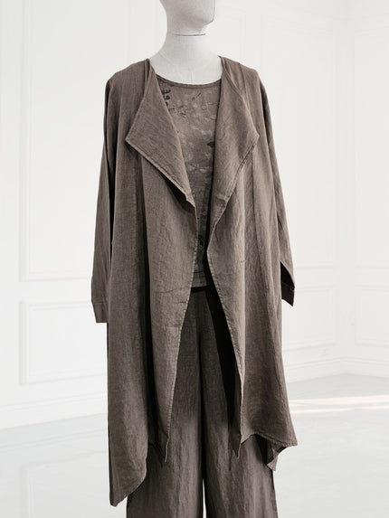 Blueberry -SS26- Women's -Linen -Waterfall -Coat -FANGO - 9288-Kings-Road-Fashions
