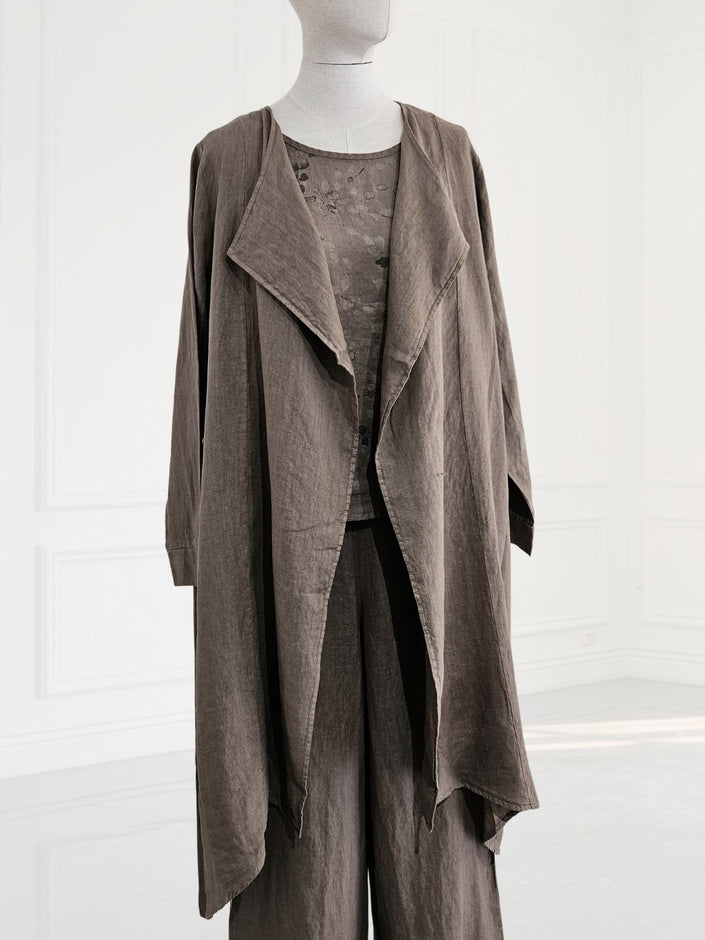 Blueberry -SS26- Women's -Linen -Waterfall -Coat -FANGO - 9288-Kings-Road-Fashions