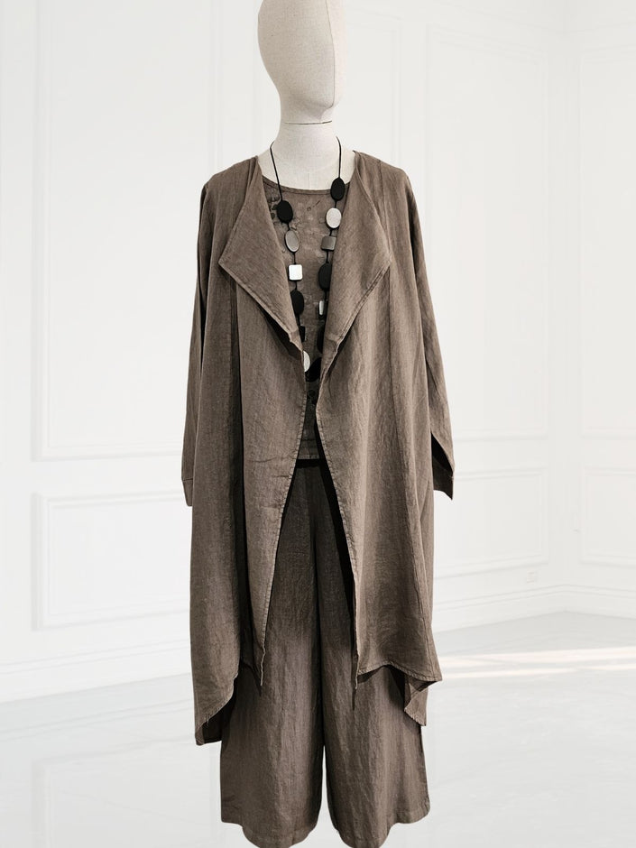 Blueberry -SS26- Women's -Linen -Waterfall -Coat -FANGO - 9288-Kings-Road-Fashions