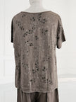 Blueberry-SS26 - Women's -Print -Linen- T-shirt -FANGO- with -ANTRACITE -WISTERIA -PRINT- 9758 - 7-Kings-Road-Fashions