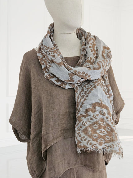 Blueberry - Women's -Printed- Linen -Scarf- SILVER - 81818 -8 C-Kings-Road-Fashions
